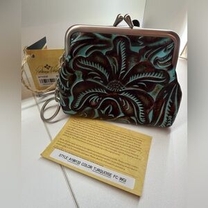 Patricia Nash (NWT) Floral Embossed Turquoise Coin Purse
